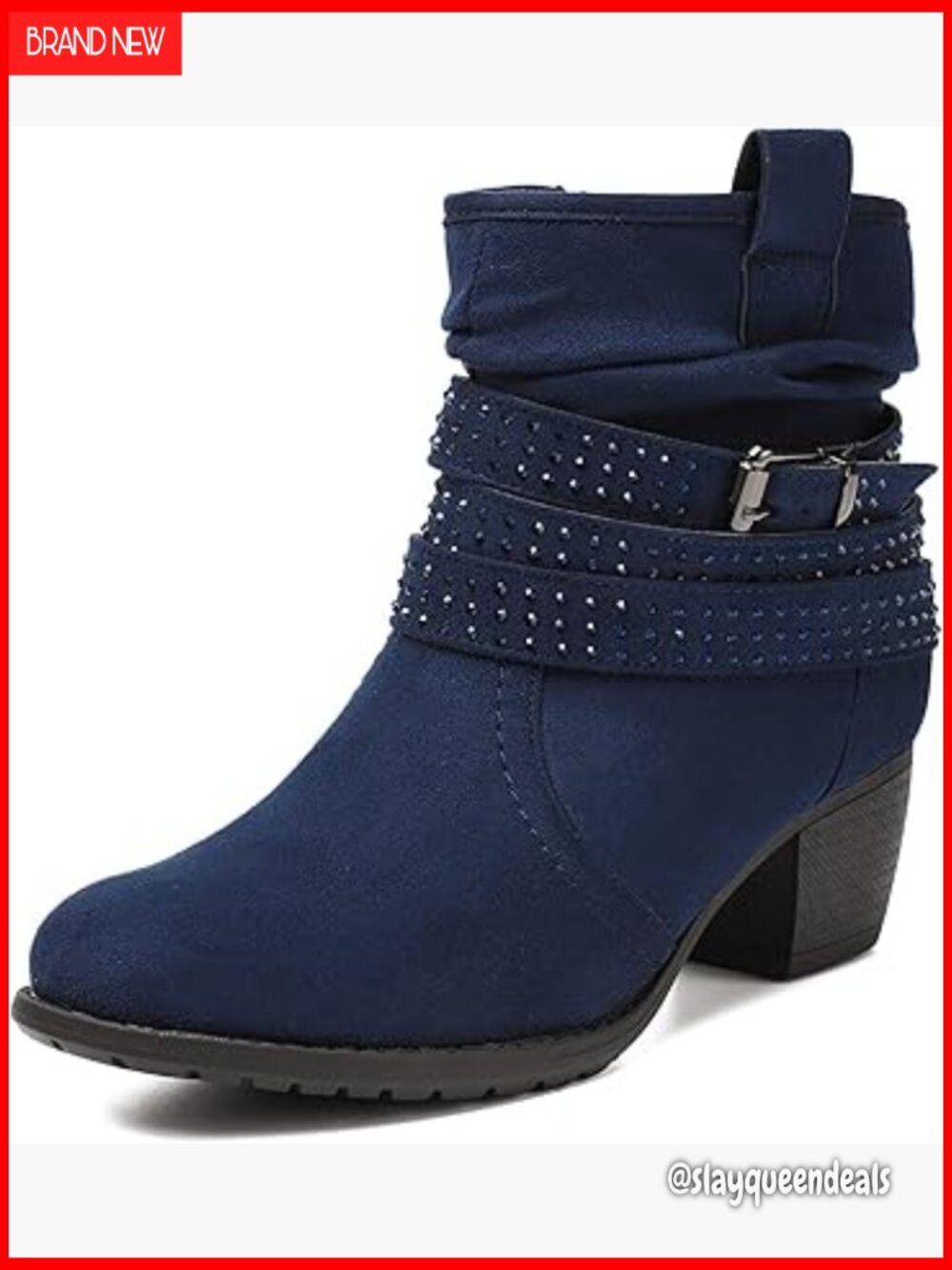 Mid Calf Booties Round Toe Slouchy Dress Boots Low Heel Zip Closure